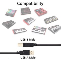 5 Feet USB B MIDI Keyboard Cable for Seamless Music Production – Male-to-Male