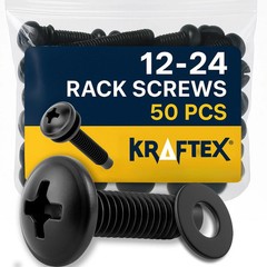 12-24 Rack Screws [50pk] – Mount with (50 Pack), Black