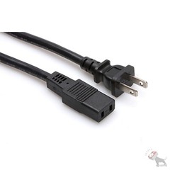 Hosa Technology 8ft PWC-178 Power Cord IEC C9 NEMA 1-15P Cable