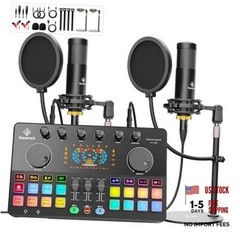 Podcast Equipment Bundle for 2 with Dual XLR-3.5 Condenser M100-2C (2 mics)