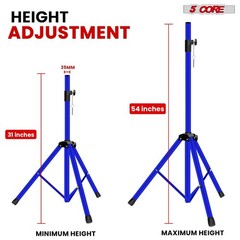 5 Core Pair Speaker Stands Height Adjustable 54″ PA DJ Tripod Studio Monitor