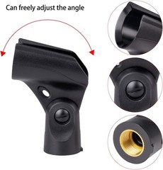 Universal Microphone Clip Holder with Nut Adapters 5/8″ to 3/8″,Black,5 Pack