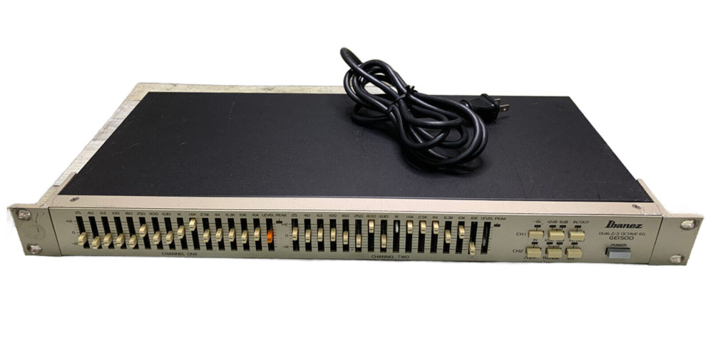IBANEZ GE1500 VINTAGE RACK MOUNT 2 CHANNEL GRAPHIC EQUALIZER MISSING 2 SLIDERS