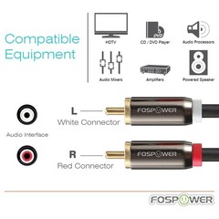 FosPower RCA Y-Adapter (6 Feet), 1 Male to 2 Y 6 Feet, 06 FT