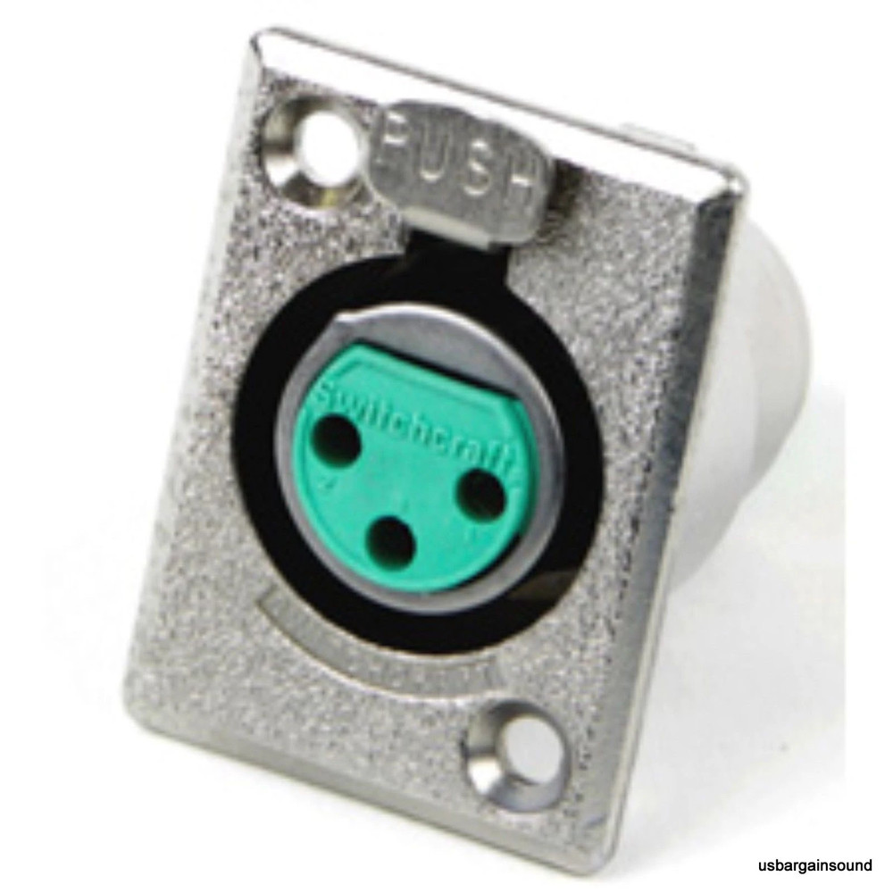 Brand New Switchcraft D3F 3-Pin Mic XLR Chassis Mount Connector Nickel Finish