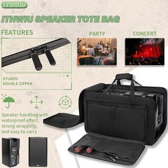 ITHWIU Speaker Carrying Bag with Thickened Sponge for 8“ Speaker, Black