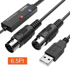 LEKATO 6.5ft 16 Channels MIDI Cable MIDI to USB Cable MIDI USB Cable