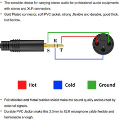 9ft XLR 3pin Female to 3.5mm 1/8″ TRS Male Cable Audio Adapter Microphone Cable