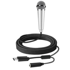 USB C Mini Microphone Karaoke, Portable ASMR Microphone for Android Phone/iPh…