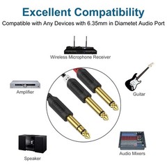 Versatile 6 Feet TRS to Dual TS Y Splitter Cable for Seamless Audio Connection