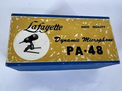 Vintage Lafayette PA-48 Dynamic Microphone Hi Imp 50K Ohm Brown Japan Box Cable