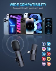 Rillpac Wireless Lavalier Microphones for iphone & Android Recording – 2 mics