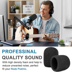 Windscreen for Rode Podmic, 2Pack Microphone Pop Filter Foam Cover Compatible wi