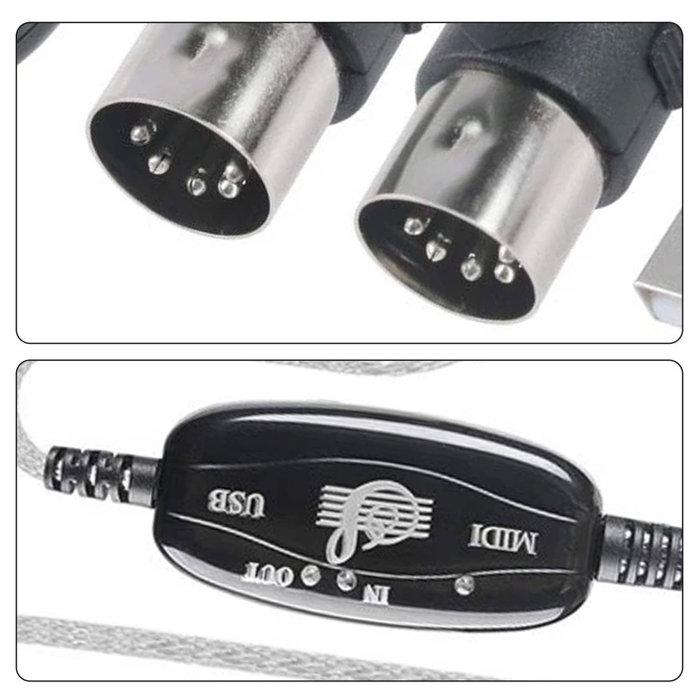 USB IN-OUT MIDI Interface Cable Converter to PC Music Keyboard Adapter Cord