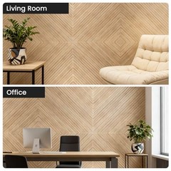 Acoustic Wall Panels, 8 pcs 23.6″ x 23.6″ – Wood-Pattern Polyester Fiber Sound