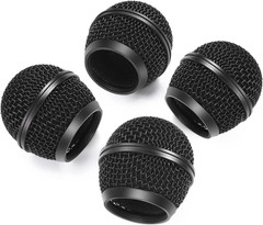 Facmogu 4PCS Black Microphone Ball Head Mesh Grill, SM58 Style Brushed Nickel Re