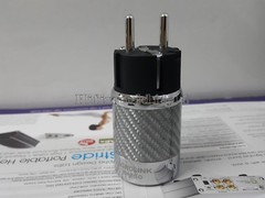 1x Hifi AC Platinum Rhodium Power Plug Connector EU Male Carbon fiber