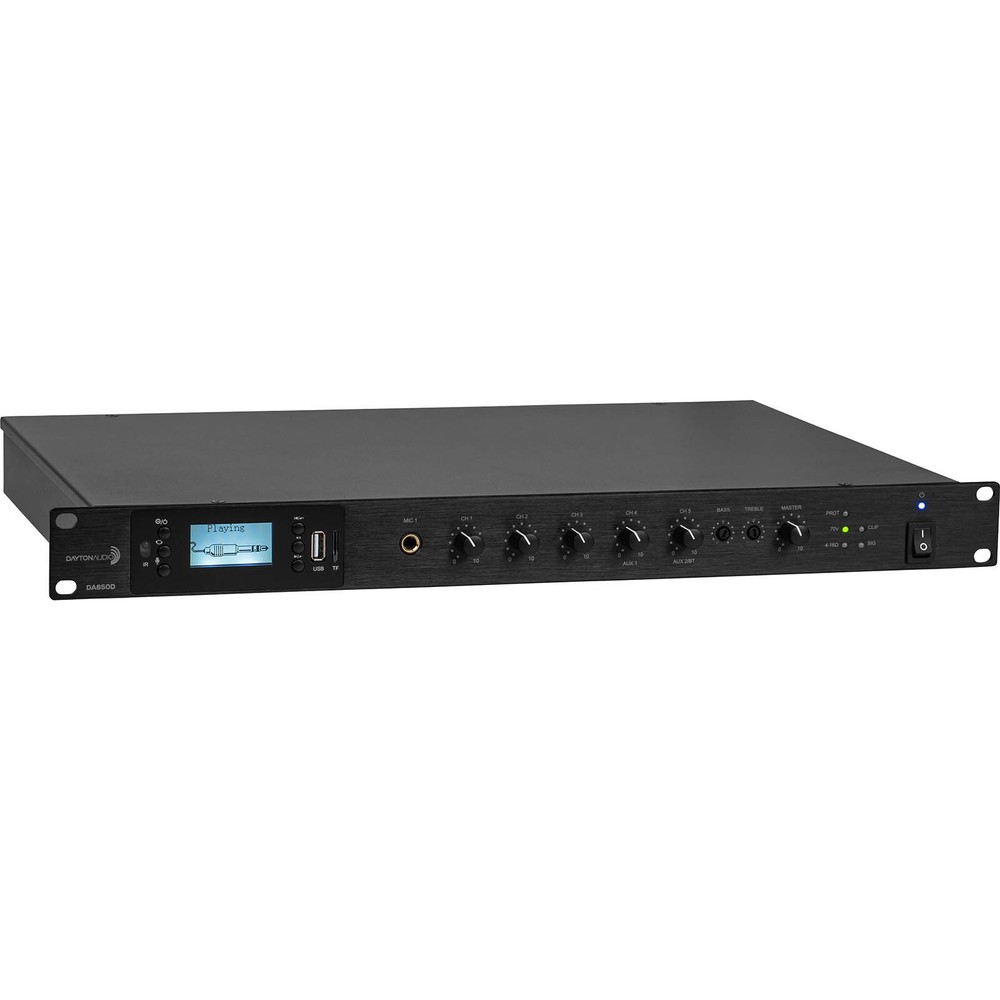 Dayton Audio DA650D Commercial Audio Amplifier 650W 70V/ 100V/ 4 Ohm Mixer – 4 M
