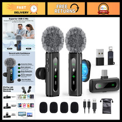Wireless USB C Lavalier Microphone for Android Phone/Tablet/PC – Clip-on Mini Mi