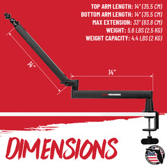 Gator Frameworks Low-Profile Series Premium Broadcast Boom Arm Fully Adjustable