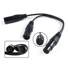 3-Pin XLR Female to Dual XLR Male Y Splitter Audio Adapter Cable for Microphone