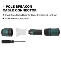 Neutrik 4 Pack 4-Pole SpeakOn Cable Connector for 6-12 mm Cable (NL4FXX-W-S-4PK)