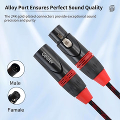 Premium XLR 3 Pin Male to Female Microphone Cable Balanced Pro Grade Nylon 10FT