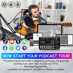 Home Studio Mixing Console Live Studio Audio DJ Sound Mixer Condenser Microphone