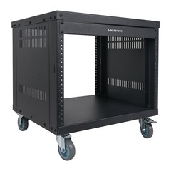 Sound Town 8U Universal Steel Rack, w/ 3″ Locking Casters (STRK-M8U)