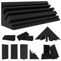 12 Pack Bass Trap Acoustic Foam Corner Panels 4x4x12 Inch Sound Absorbers