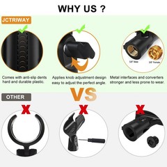 2 Pcs Universal Microphone Clip, Adjustable Mic Clip Holder for 2_Pack, Black