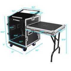 PRORECK 12U Rack Case 20“ Rackable Depth with Slant Mixer Top One Side table
