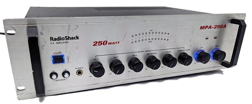 RadioShack MPA-250A PA Stereo Amplifier 250 Watt 250W Rack Mount Amp – Tested