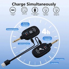 A8 Wireless Guitar System 2.4GHz, 24-bit/48KHz, Low Latency, Rechargeable