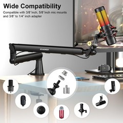 Microphone Arm,Aokeo AK-55 Desk Low Profile Adjustable Mic Boom Arm Black