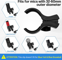 1Pcs Large Microphone Clip, Adjustable Mic Holder for Microphones