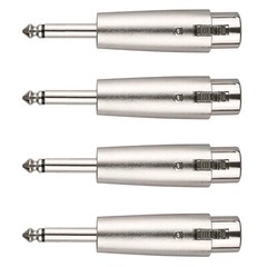 3Pin XLR Female to 1/4″ 6.35mm Mono Male Plug Audio Cable Mic Adapter 4 Pack