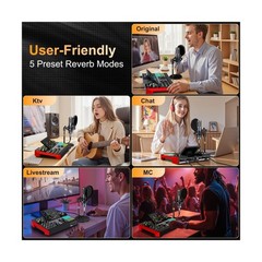 Podcast Equipment Bundle with Live Sound Card Audio Mixer, 3.5mm Condenser Mi…