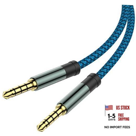 2 Pack TRRS 3.5mm Audio Cable, 5Ft 4-Conductor (4 Pole) with 5 Feet Blue