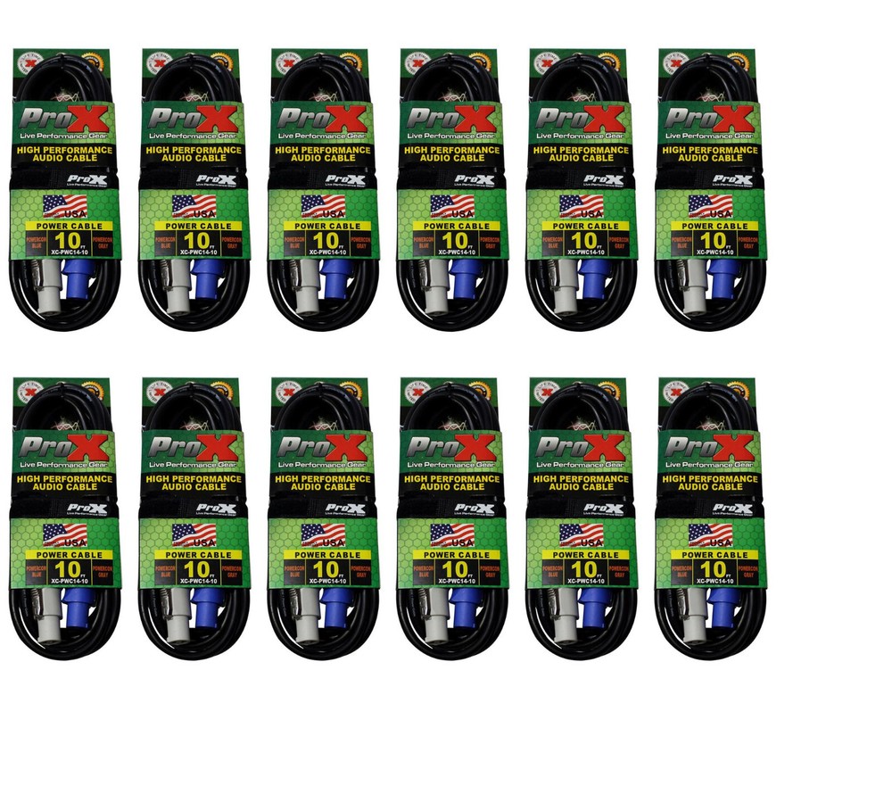 12 Prox PowerCon Cables 10 ft Blue A to Gray B Connectors 14 Guage