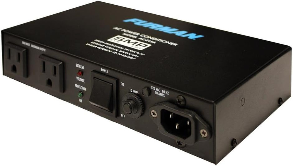 AC-215A Compact Power Conditioner with Auto-Resetting Voltage Protection – Black