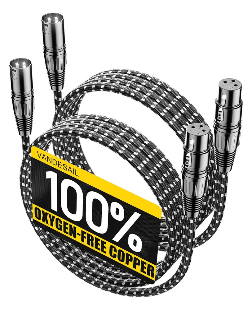 XLR Cables 6Ft 2 Pack Microphone Cable, XLR Male to Female Balanced Microphone C