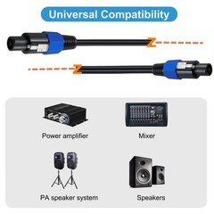 Male to Male Speaker Connection Cables|2 X 2.5|Lock StageSpeaker|3 Ft|2 Pk|LVLND