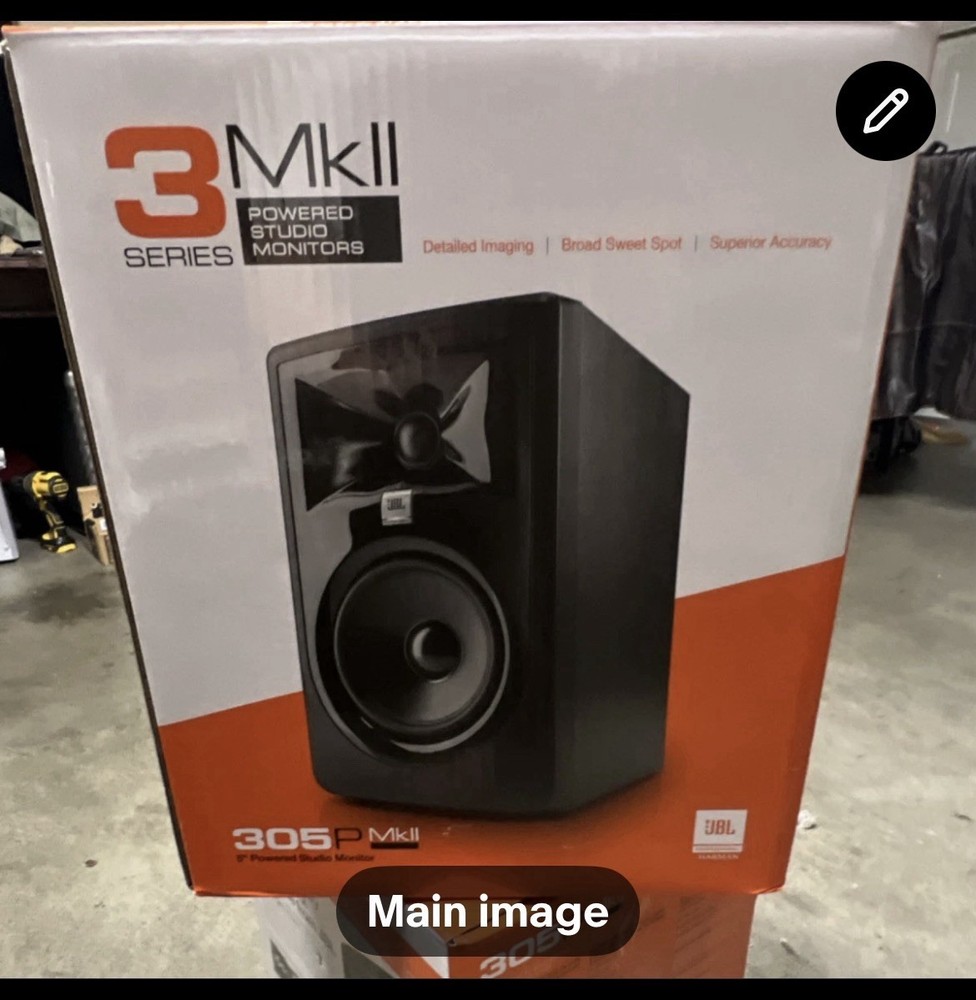 JBL 305P MkII Active Studio Monitor, Wired, XLR/1/4in, 82W, Black, 5in