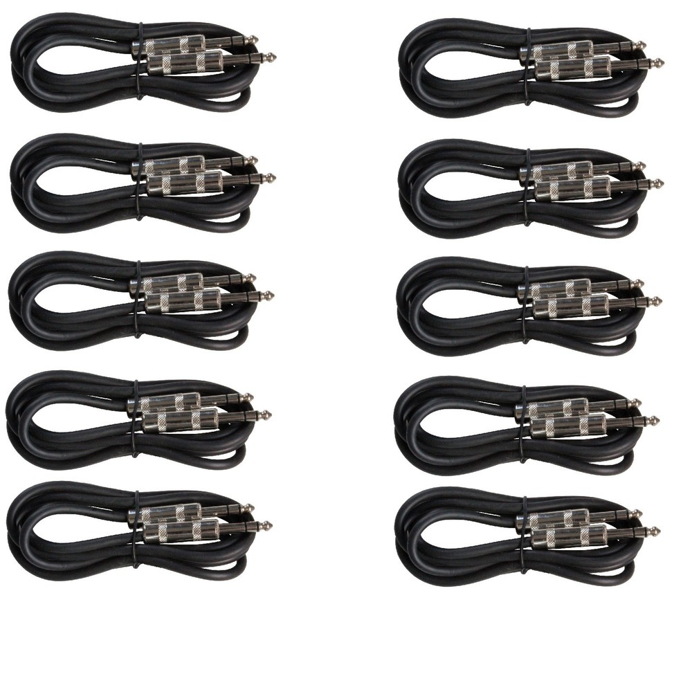 10 PACK 6 ft foot STEREO TRS 1/4 TO 1/4 MALE 6.3MM PA CORD PRO AUDIO PATCH CABLE