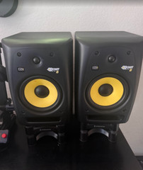 PAIR – KRK Rokit 8 RP8 G2 Studio Monitors + Stands + Cables – For Parts/Repair