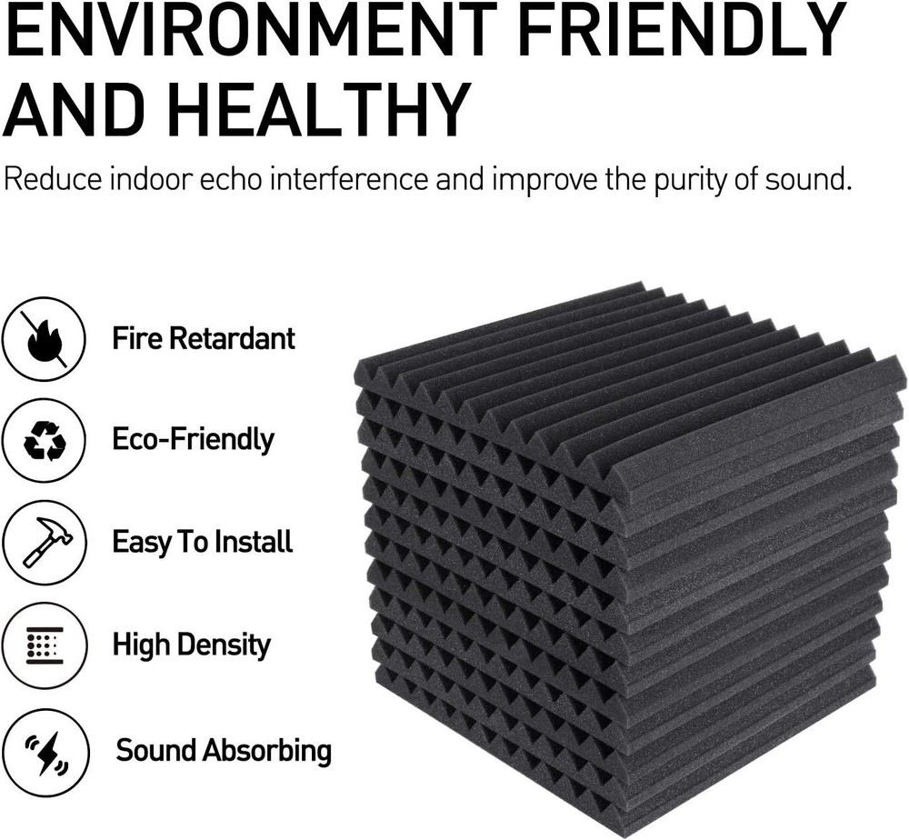 96 Pack Sound Proof Foam Panels for Walls Acoustic Foam Panels Sound Noise Proof