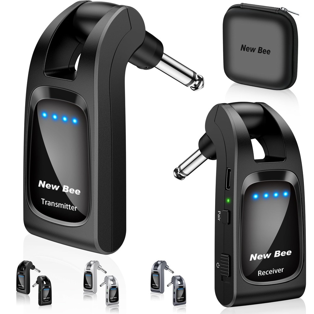 Wireless Guitar System 2.4GHz with 6 Channels 24Bit/48KHz Hi-Res Audio Rechar…