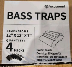 Focusound 4 Pack Bass Traps Corner Acoustic Foam Corner 12″ X 12″ X 7″