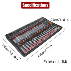 Pro 16 Channel Power Mixer Audio Mixing Console 16 DSP w/USB 110-220V Bluetooth